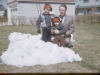 Bill , Tom & Dad on snowpile [1959]. [Guess January - WMC20131103]